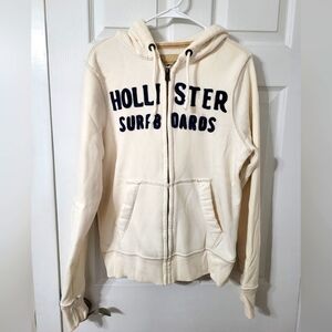 Hollister zip hoodie, men's size Medium,  cream